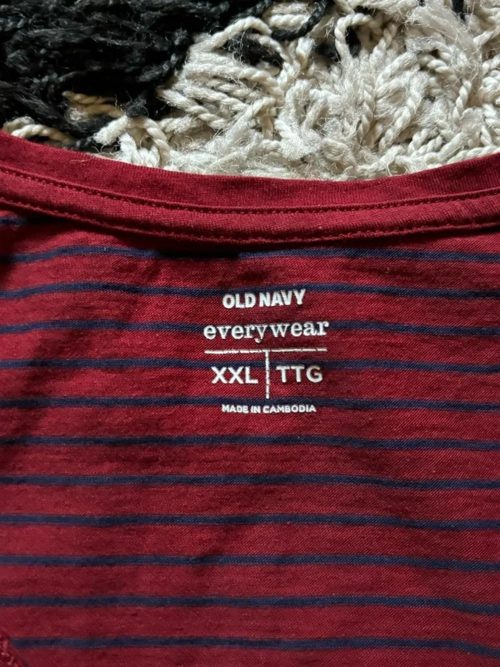 Old Navy Everywear Red Navy Blue Striped V-Neck Long Sleeve Shirt Women’s XXL